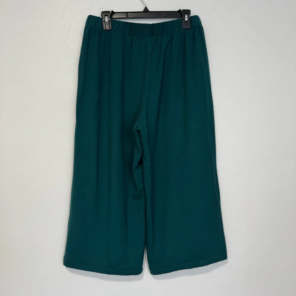 Garnet Hill Wide Leg Crop Pants‎ Women’s Medium Green Minimalist Casual Holiday - Picture 4 of 9